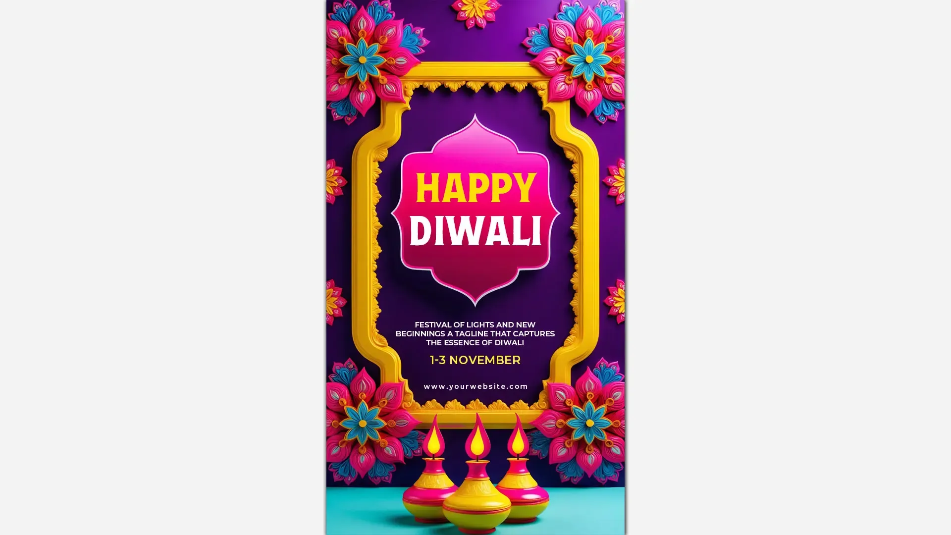 Colorful Diwali Greetings Floral Festival Instagram Story image